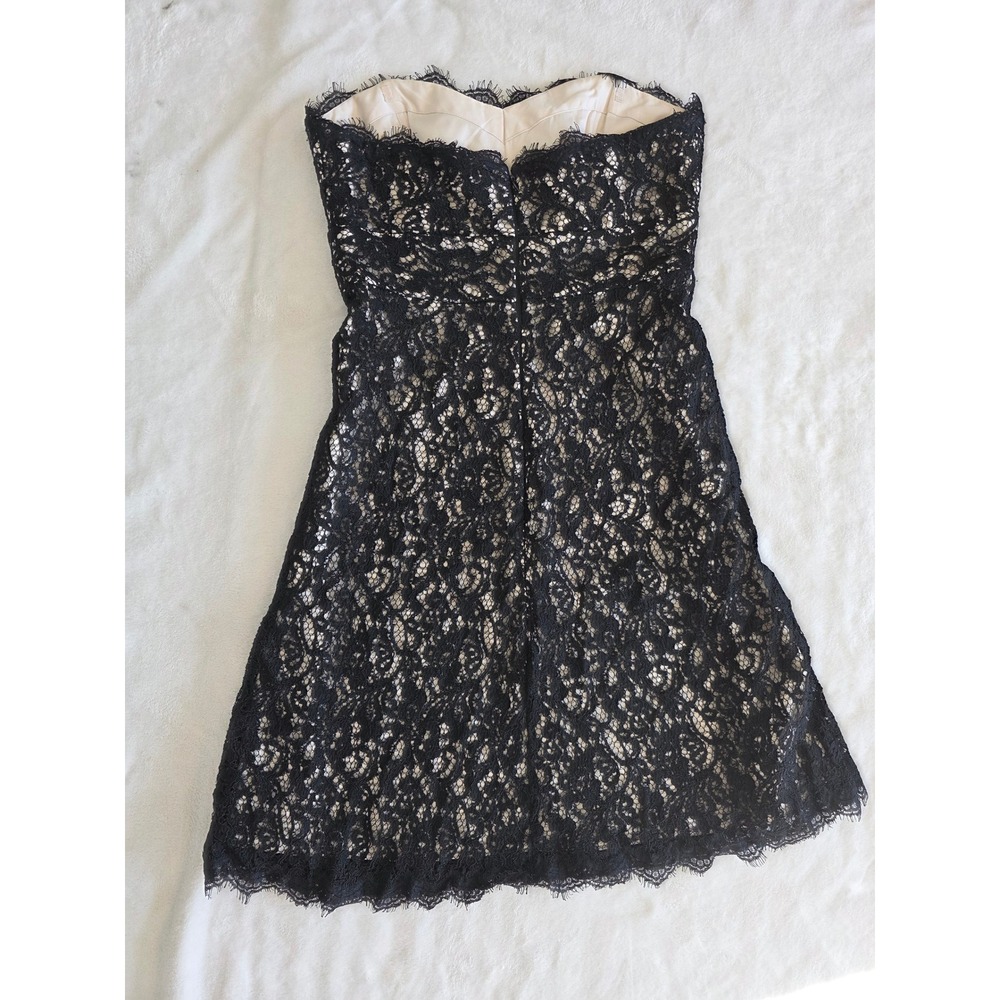 White House Black Market Black Lace Strapless Fit Flare Dress Size 2 - Picture 2 of 6